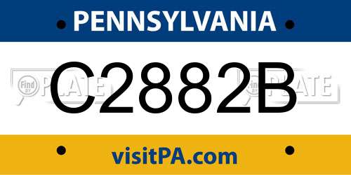 C2882B Pennsylvania License Plate