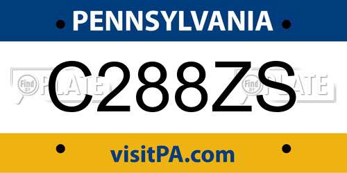 C288ZS Pennsylvania License Plate