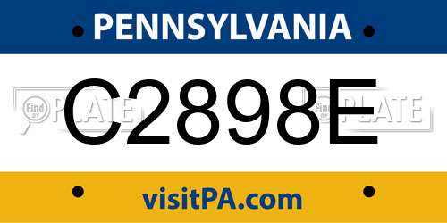 C2898E Pennsylvania License Plate