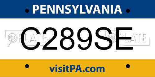 C289SE Pennsylvania License Plate