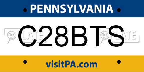 C28BTS Pennsylvania License Plate
