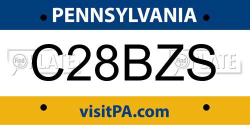 C28BZS Pennsylvania License Plate