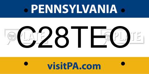 C28TEO Pennsylvania License Plate