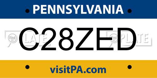 C28ZED Pennsylvania License Plate