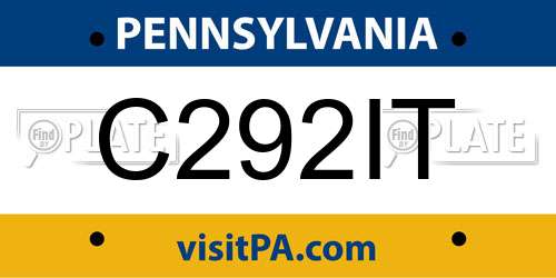 C292IT Pennsylvania License Plate