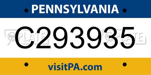 C293935 Pennsylvania License Plate