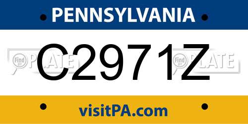 C2971Z Pennsylvania License Plate