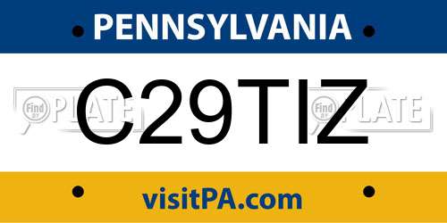 C29TIZ Pennsylvania License Plate