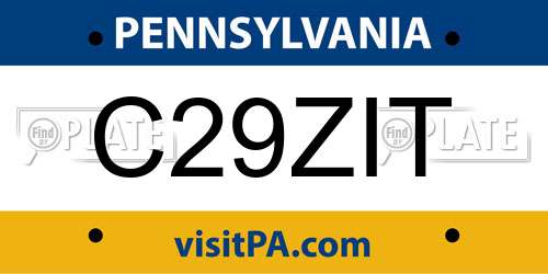 C29ZIT Pennsylvania License Plate