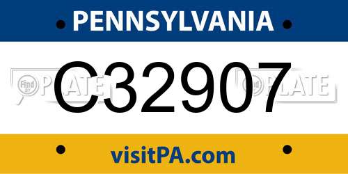 C32907 Pennsylvania License Plate