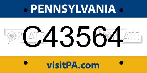 C43564 Pennsylvania License Plate