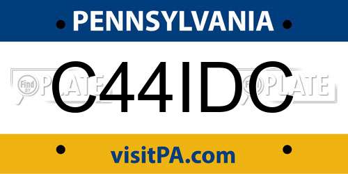 C44IDC Pennsylvania License Plate