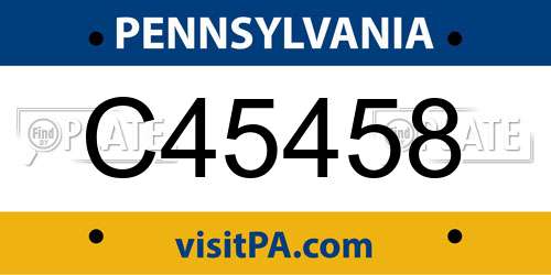 C45458 Pennsylvania License Plate