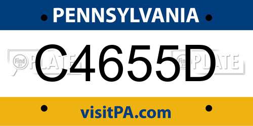 C4655D Pennsylvania License Plate
