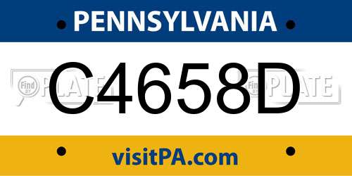 C4658D Pennsylvania License Plate