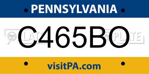C465BO Pennsylvania License Plate