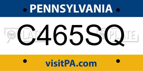 C465SQ Pennsylvania License Plate