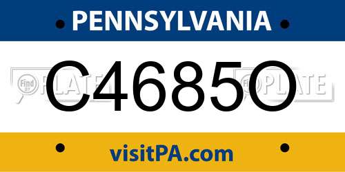 C4685O Pennsylvania License Plate
