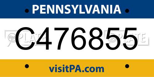 C476855 Pennsylvania License Plate