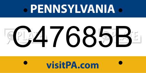 C47685B Pennsylvania License Plate