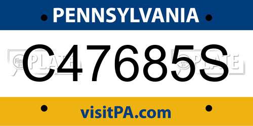 C47685S Pennsylvania License Plate