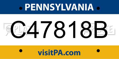 C47818B Pennsylvania License Plate