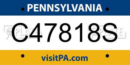 C47818S Pennsylvania License Plate