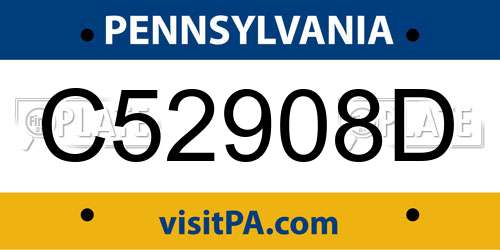 C52908D Pennsylvania License Plate