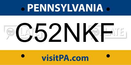 C52NKF Pennsylvania License Plate