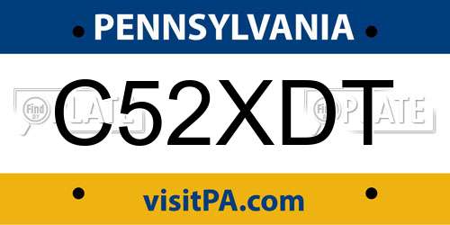 C52XDT Pennsylvania License Plate