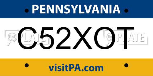 C52XOT Pennsylvania License Plate