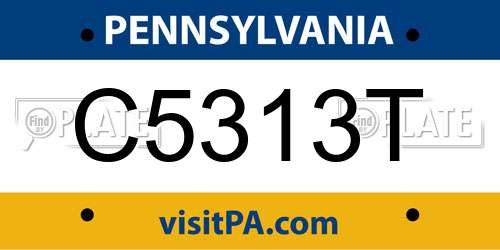 C5313T Pennsylvania License Plate