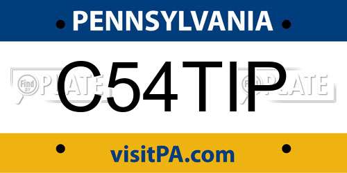C54TIP Pennsylvania License Plate