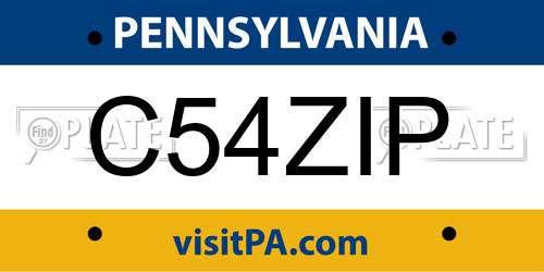 C54ZIP Pennsylvania License Plate
