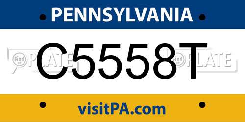 C5558T Pennsylvania License Plate