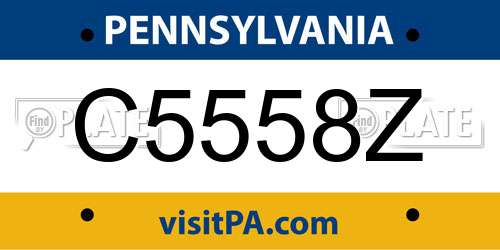 C5558Z Pennsylvania License Plate