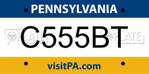 C555BT Pennsylvania License Plate