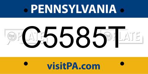 C5585T Pennsylvania License Plate