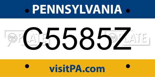 C5585Z Pennsylvania License Plate