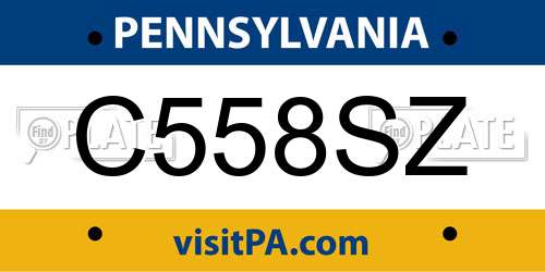 C558SZ Pennsylvania License Plate