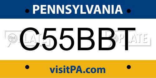 C55BBT Pennsylvania License Plate