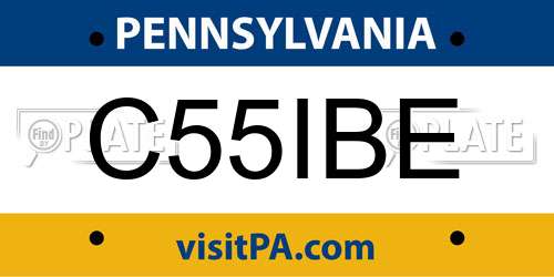 C55IBE Pennsylvania License Plate