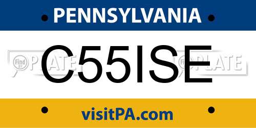 C55ISE Pennsylvania License Plate