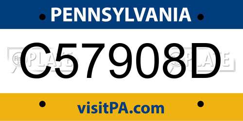 C57908D Pennsylvania License Plate