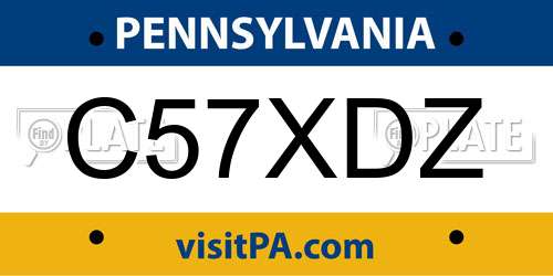 C57XDZ Pennsylvania License Plate