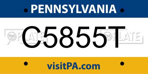 C5855T Pennsylvania License Plate