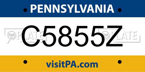 C5855Z Pennsylvania License Plate