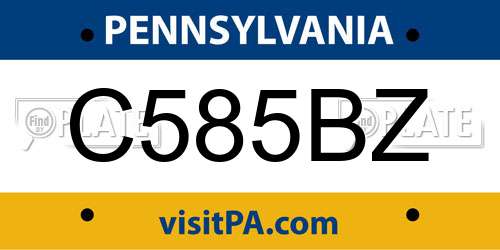C585BZ Pennsylvania License Plate