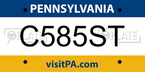 C585ST Pennsylvania License Plate