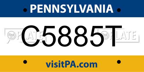 C5885T Pennsylvania License Plate